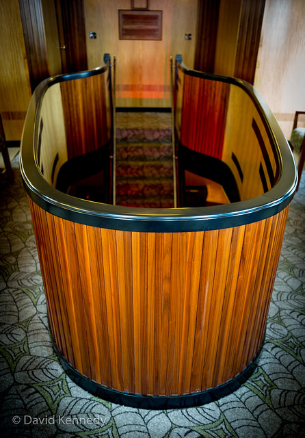 Staircase in saloon and original carpet pattern
